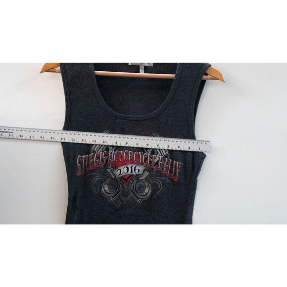 2016 Sturgis 76th Annual Motorcycle Rally Tank Graphics Red Gray Womens Large - Picture 3 of 4